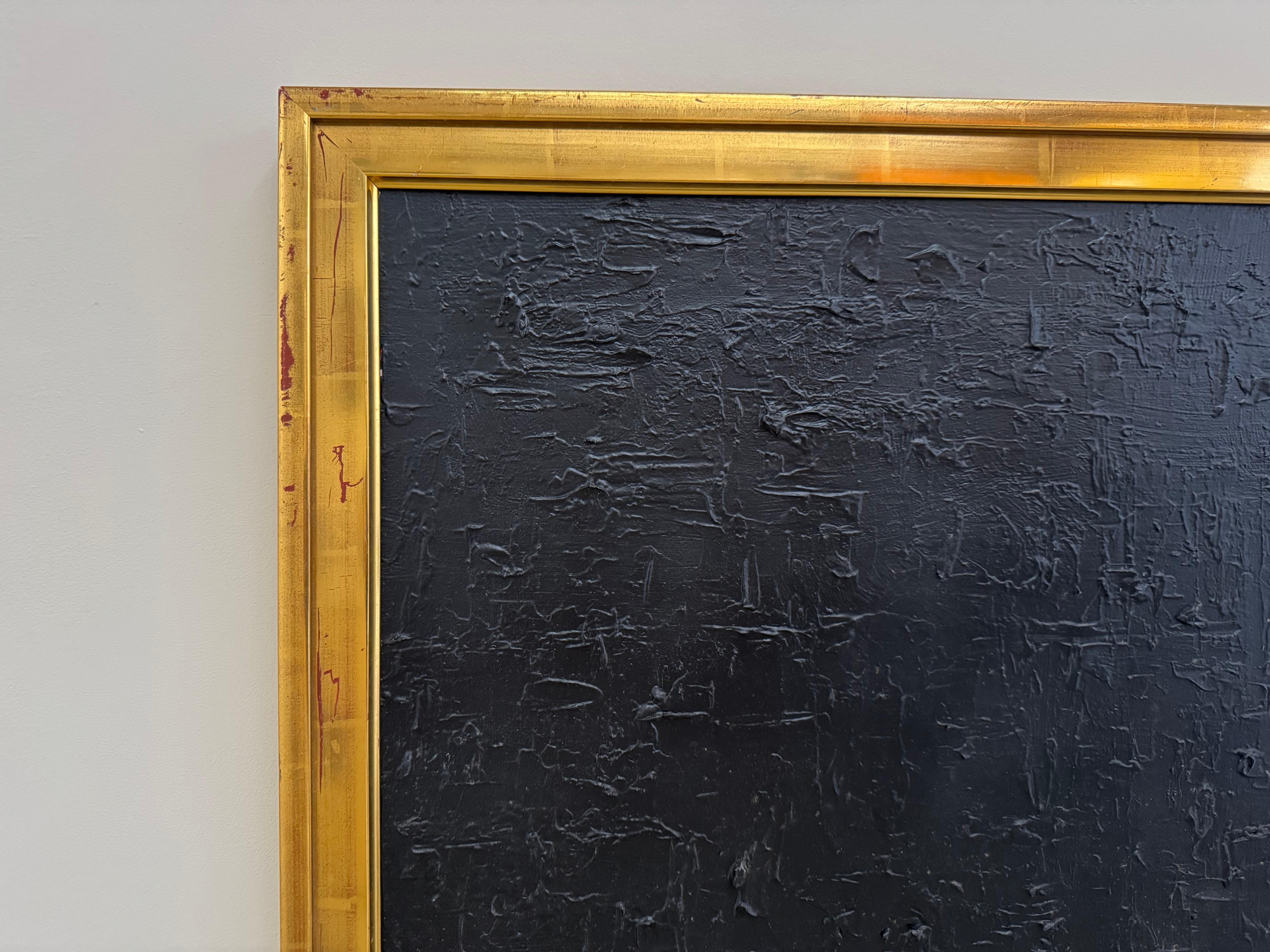 Britannique Peinture abstraite contemporaine texturée noire en vente