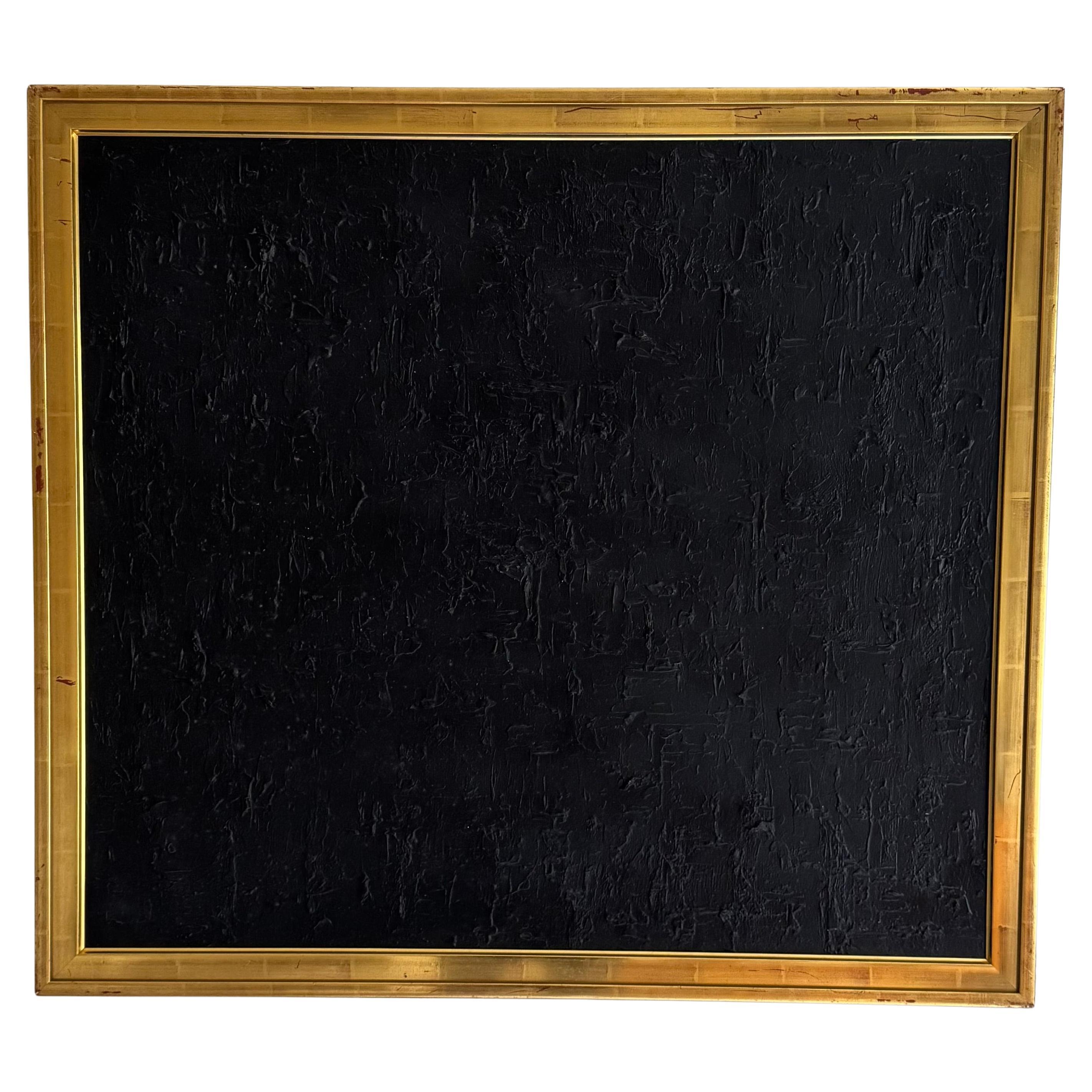 Peinture abstraite contemporaine texturée noire en vente