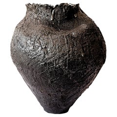 Black Textured  Free Form Hand Made Vase II