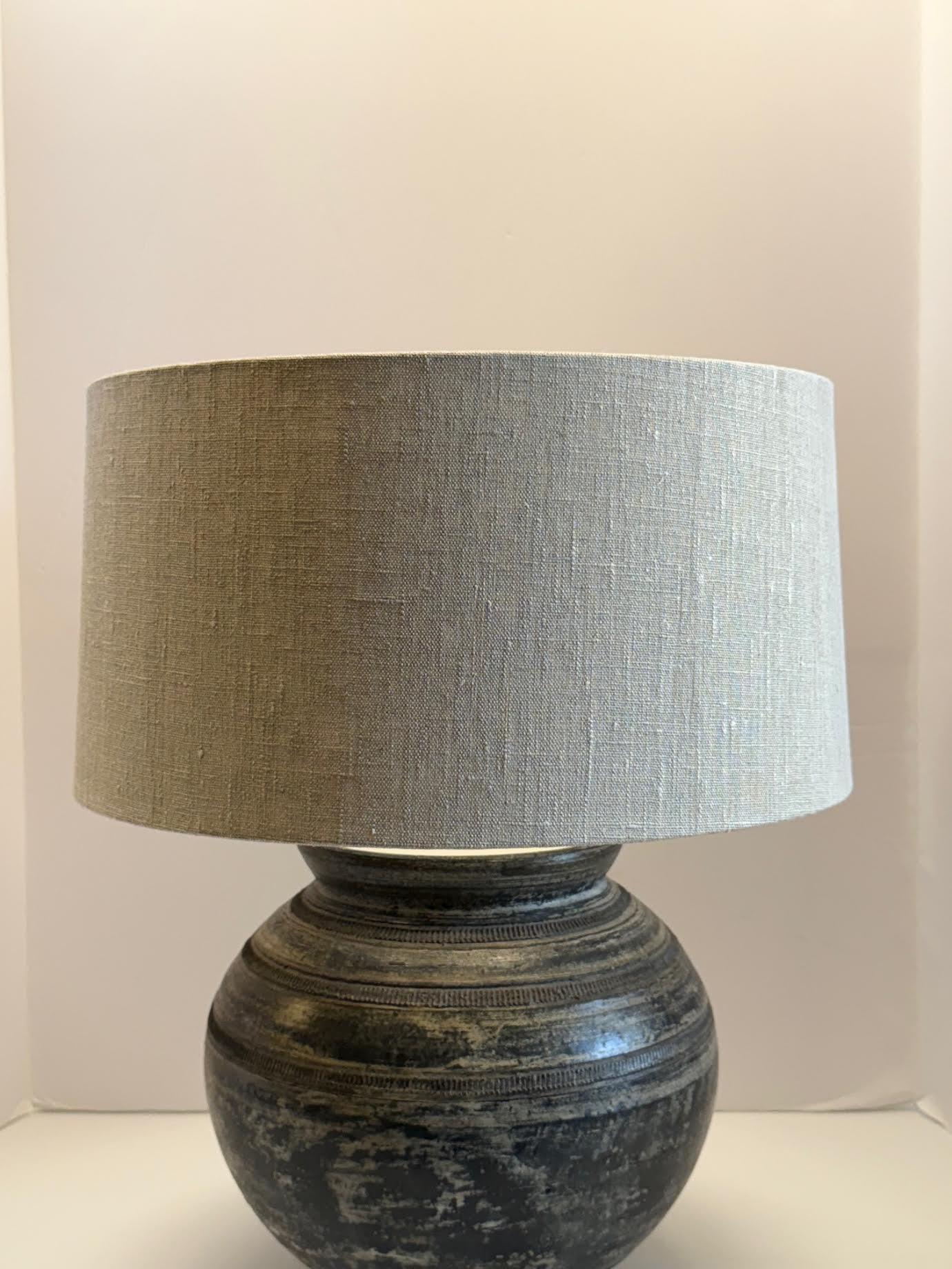 Chinese Black Textured Mottled Ceramic Pair Lamps, China, Contemporary For Sale