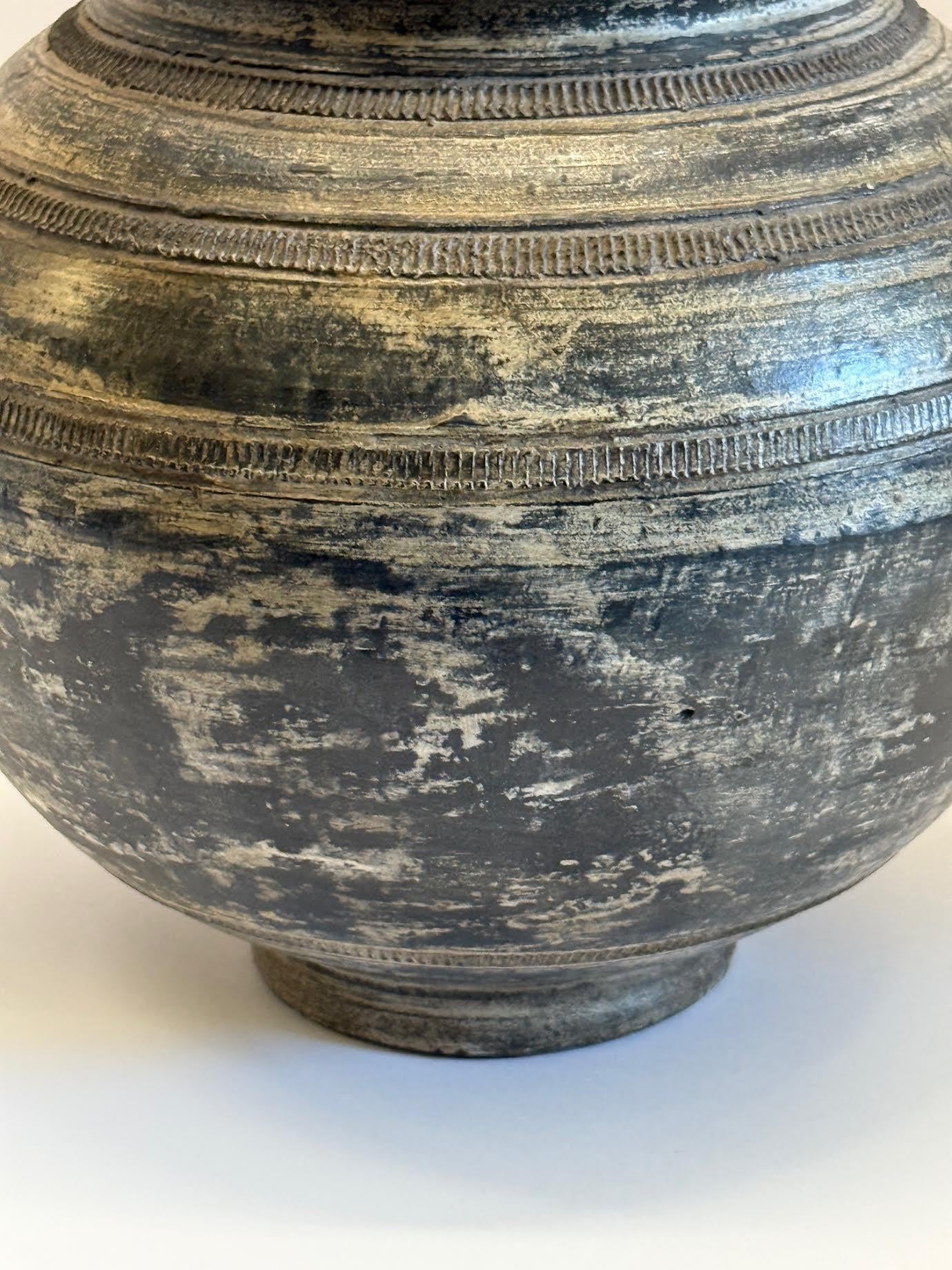 Black Textured Mottled Ceramic Pair Lamps, China, Contemporary In New Condition For Sale In New York, NY