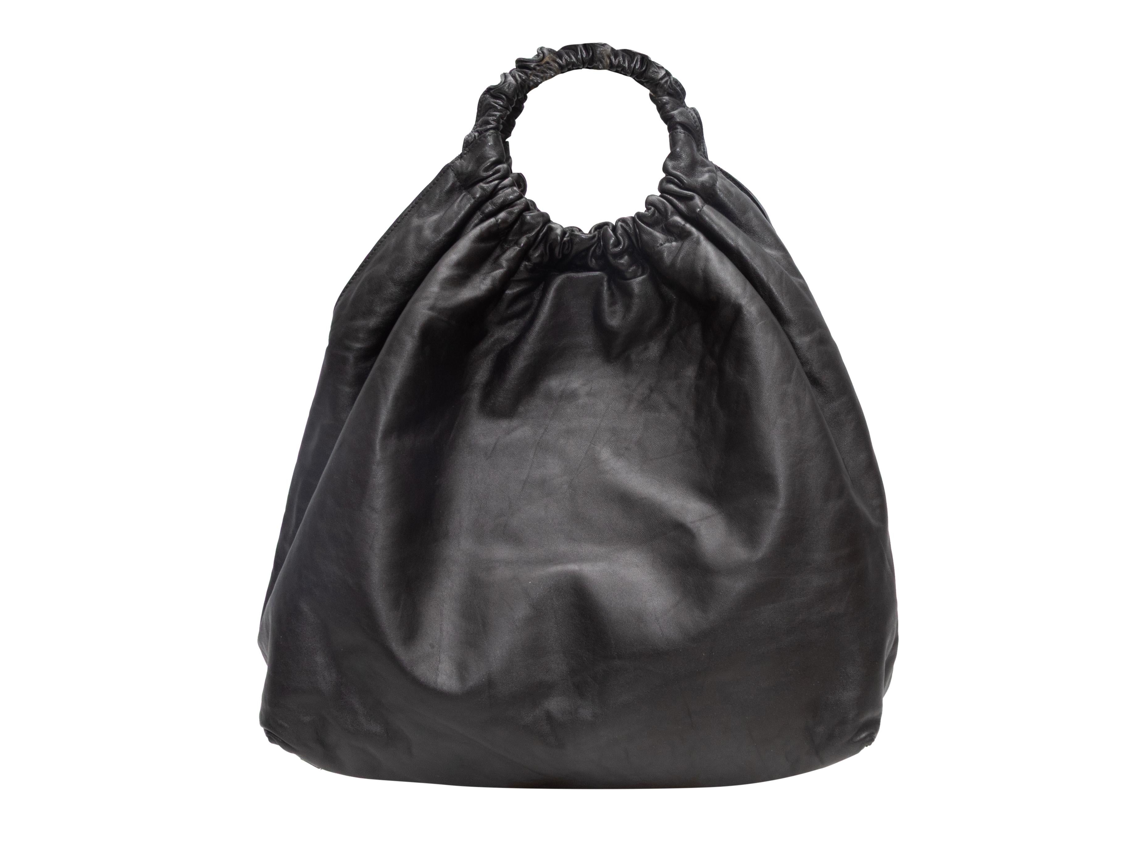 Nero Borsa a doppio cerchio in pelle nera The Row in vendita