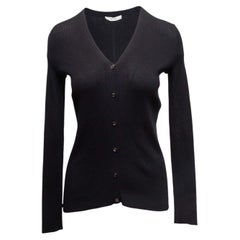 Schwarzer The Row Cardigan aus Seidenmischung und Rippenstrick