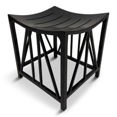 Black Thebes Style Stool, Beech Wood, Egyptian Revival, Liberty Style