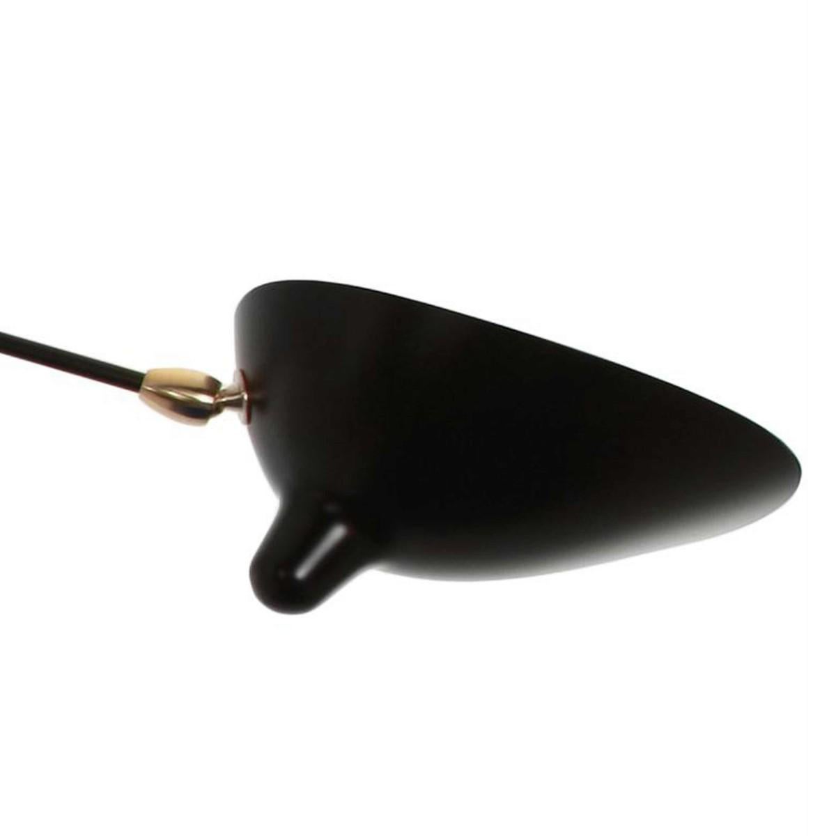 Modern Black Thee-Arm Roating Ceiling Lamp by Serge Mouille
