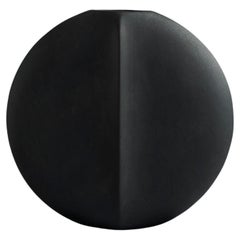 Black Thin Disc Shaped Vase, China, Contemporary