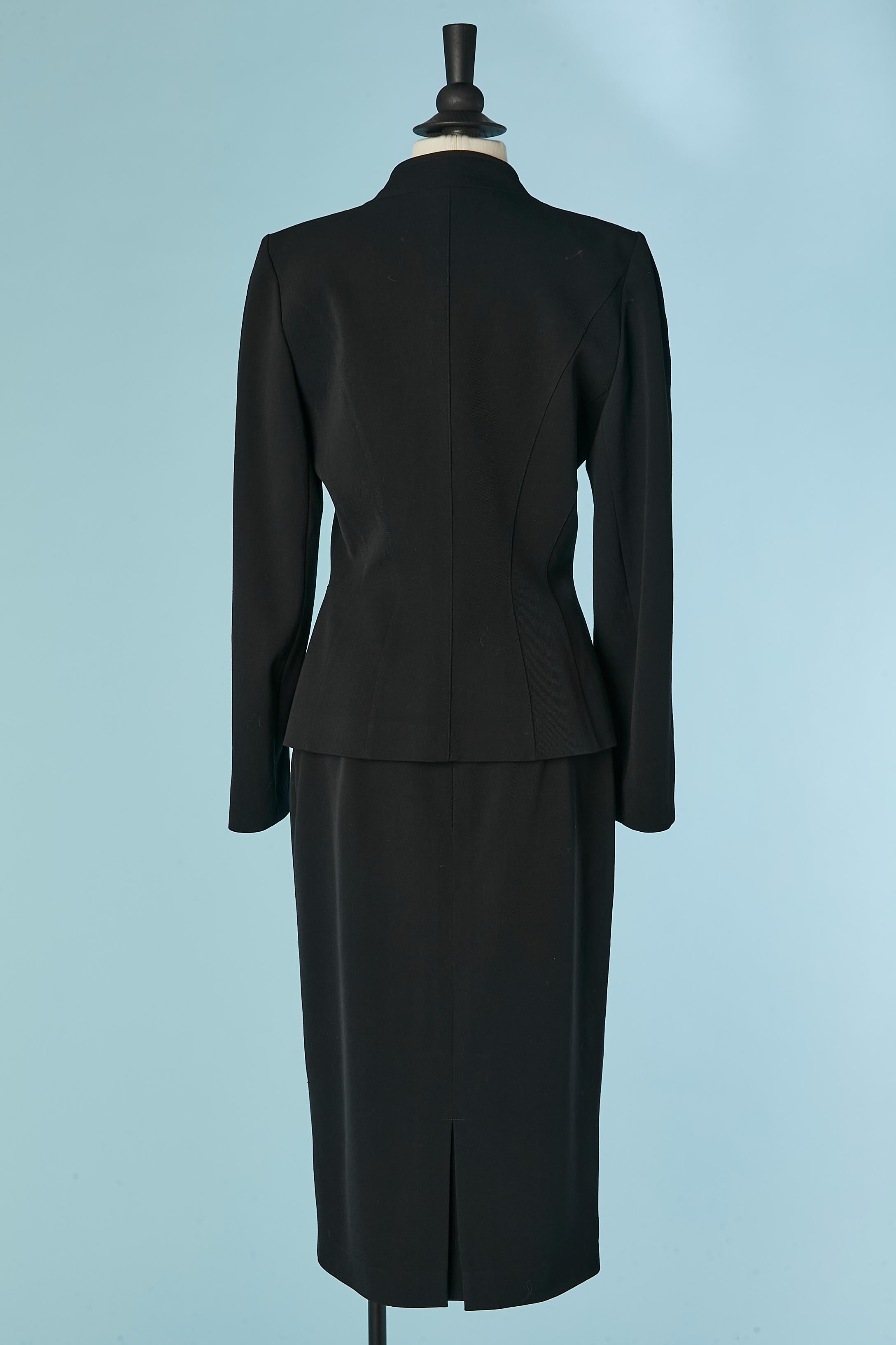 Donna Gonna nera in lana sottile con chiusura a zip sul davanti Mugler in vendita