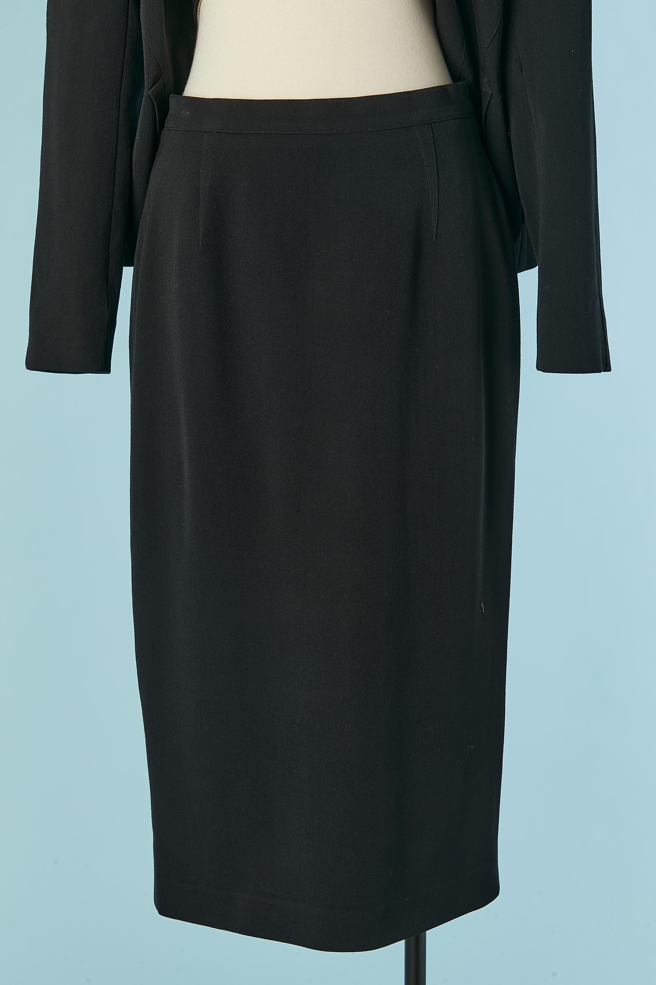 Gonna nera in lana sottile con chiusura a zip sul davanti Mugler in vendita 1