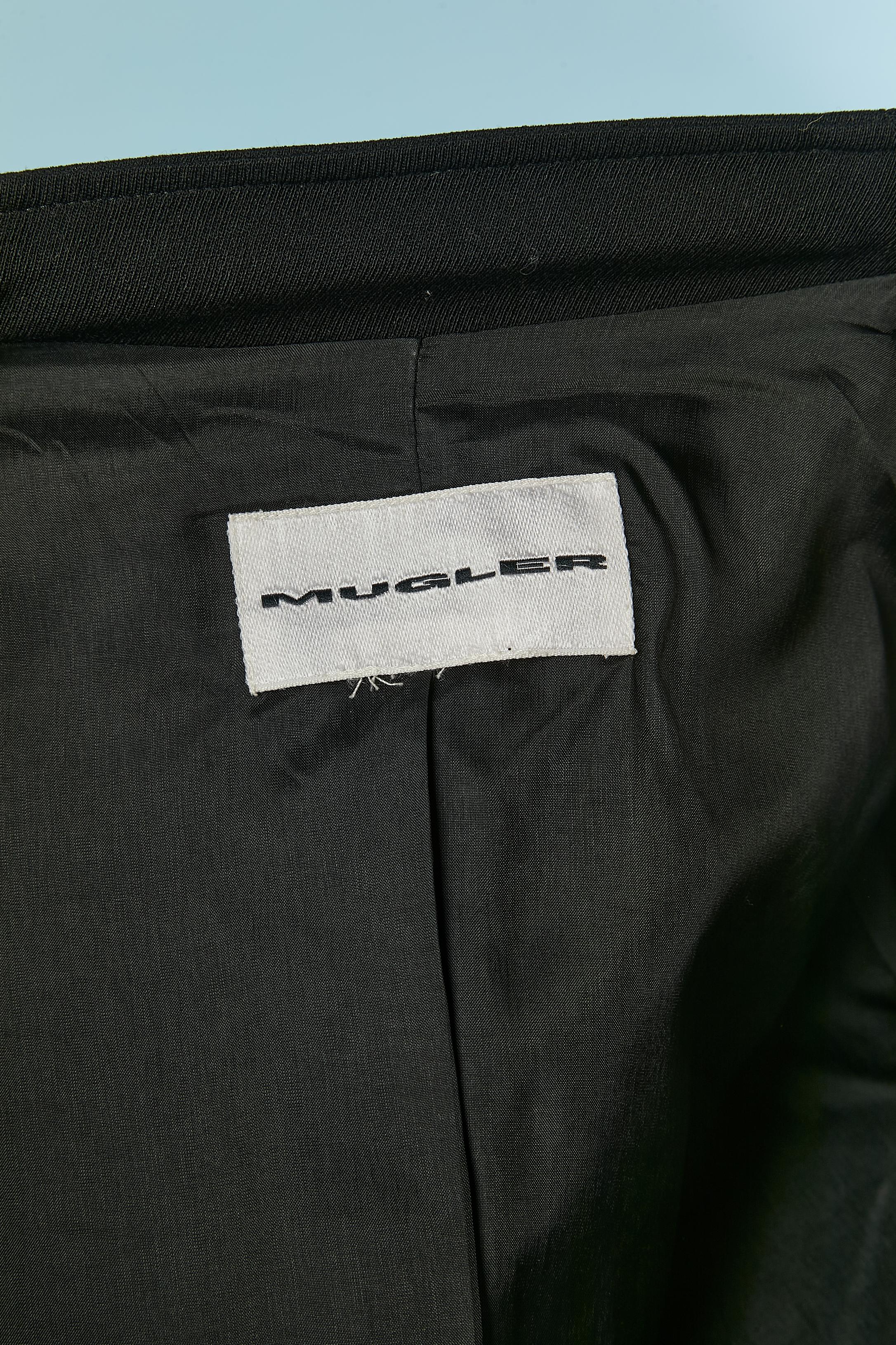 Gonna nera in lana sottile con chiusura a zip sul davanti Mugler in vendita 2