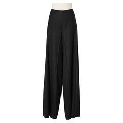Black thin wool trouser with wide legs CHANEL 