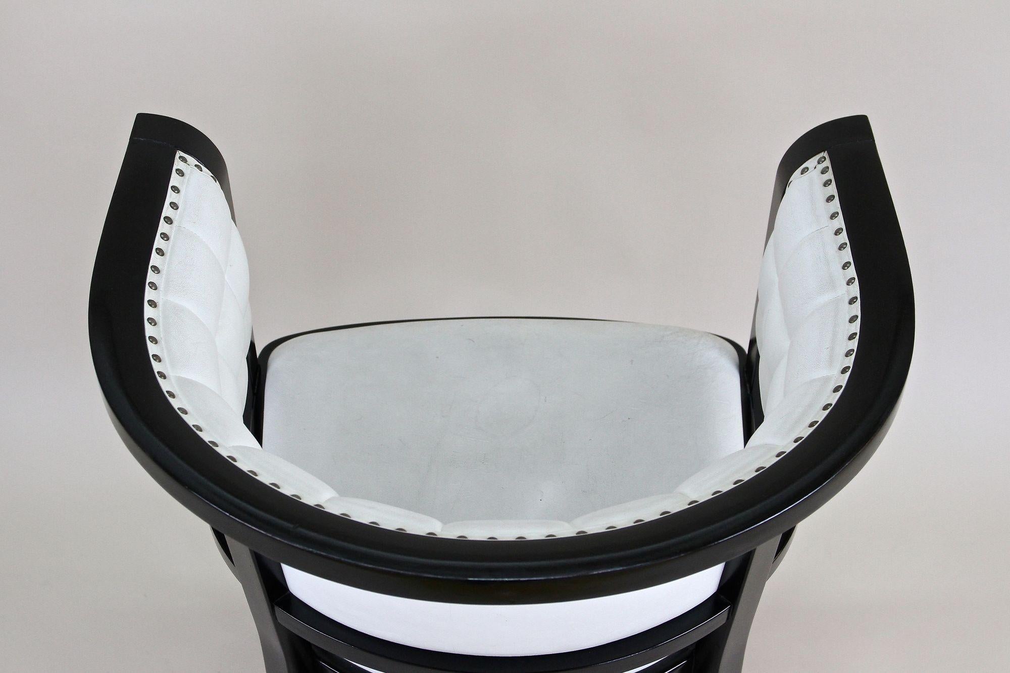Black Thonet Armchair with White Leather, Design Marcel Kammerer, at circa 1980 For Sale 4