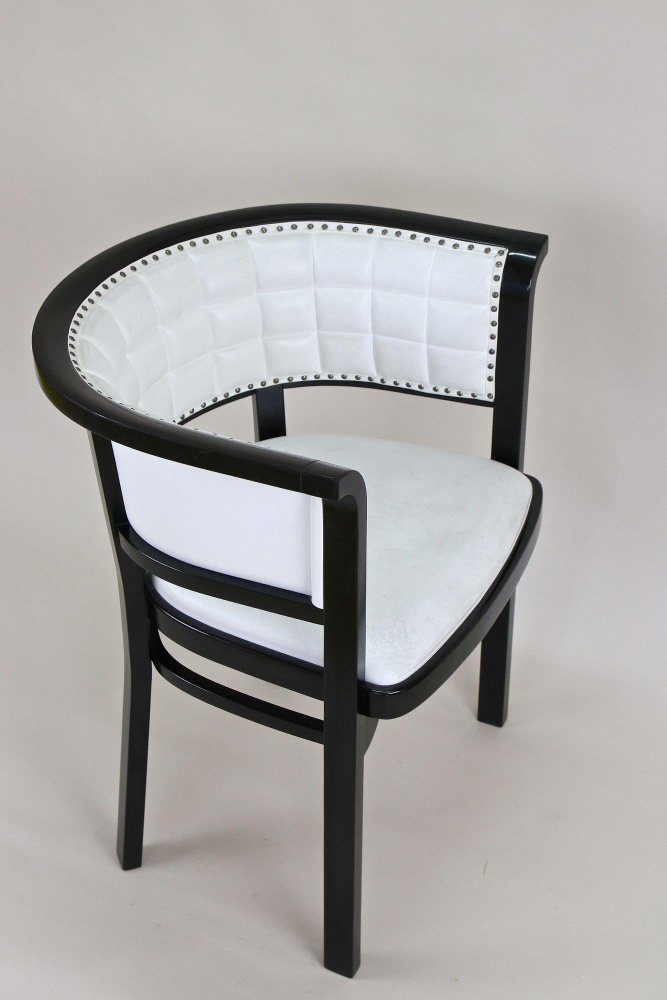 Black Thonet Armchair with White Leather, Design Marcel Kammerer, at circa 1980 For Sale 7