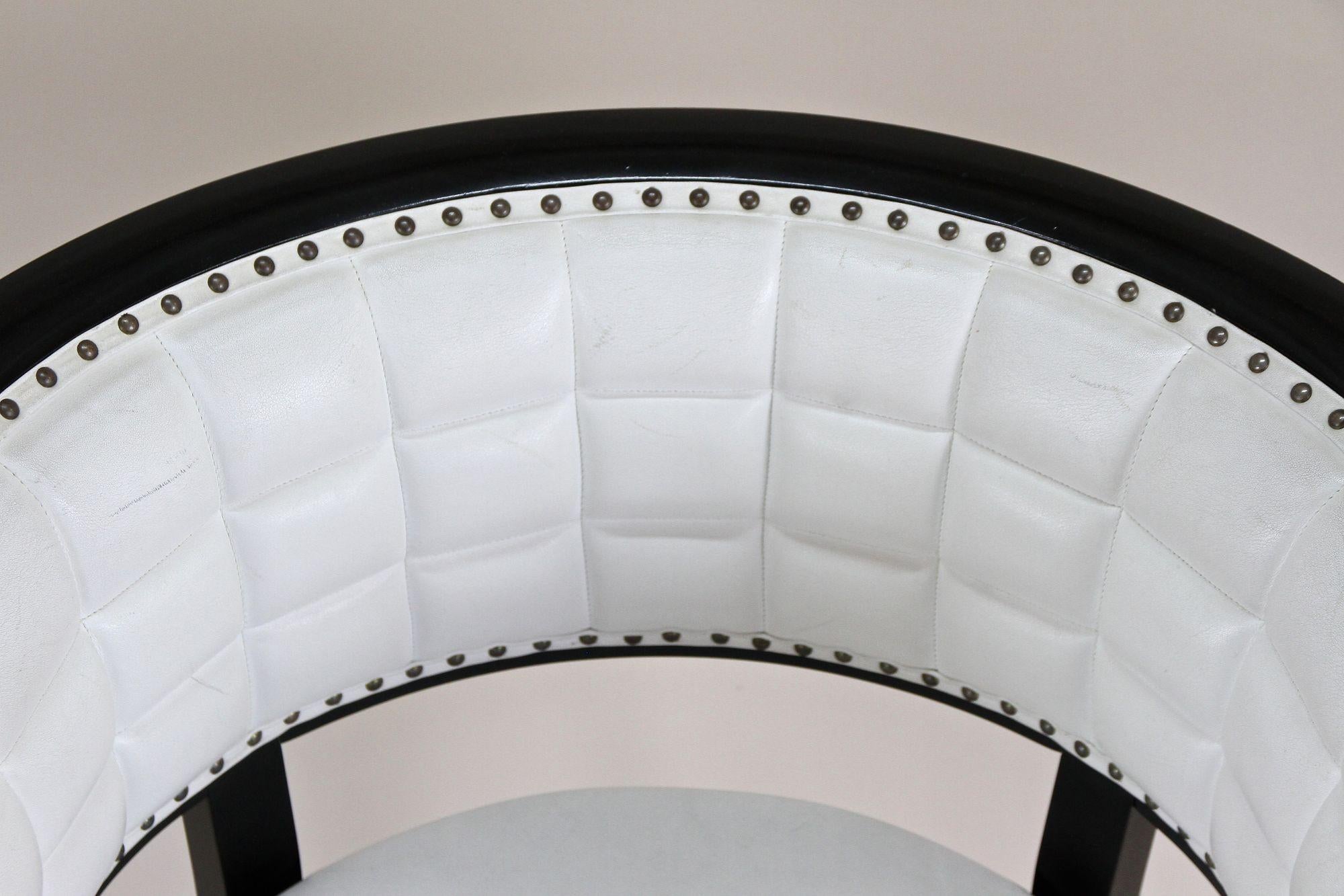 Schwarzer Thonet-Sessel mit weißem Leder, Design Marcel Kammerer, um 1980 im Angebot 1