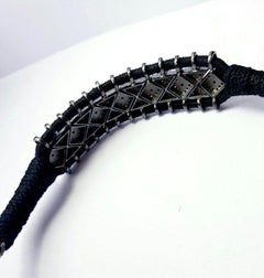 Black Thread Macrame Rosecut Diamond Bracelet 925 Sterling Silver Handmade Gift