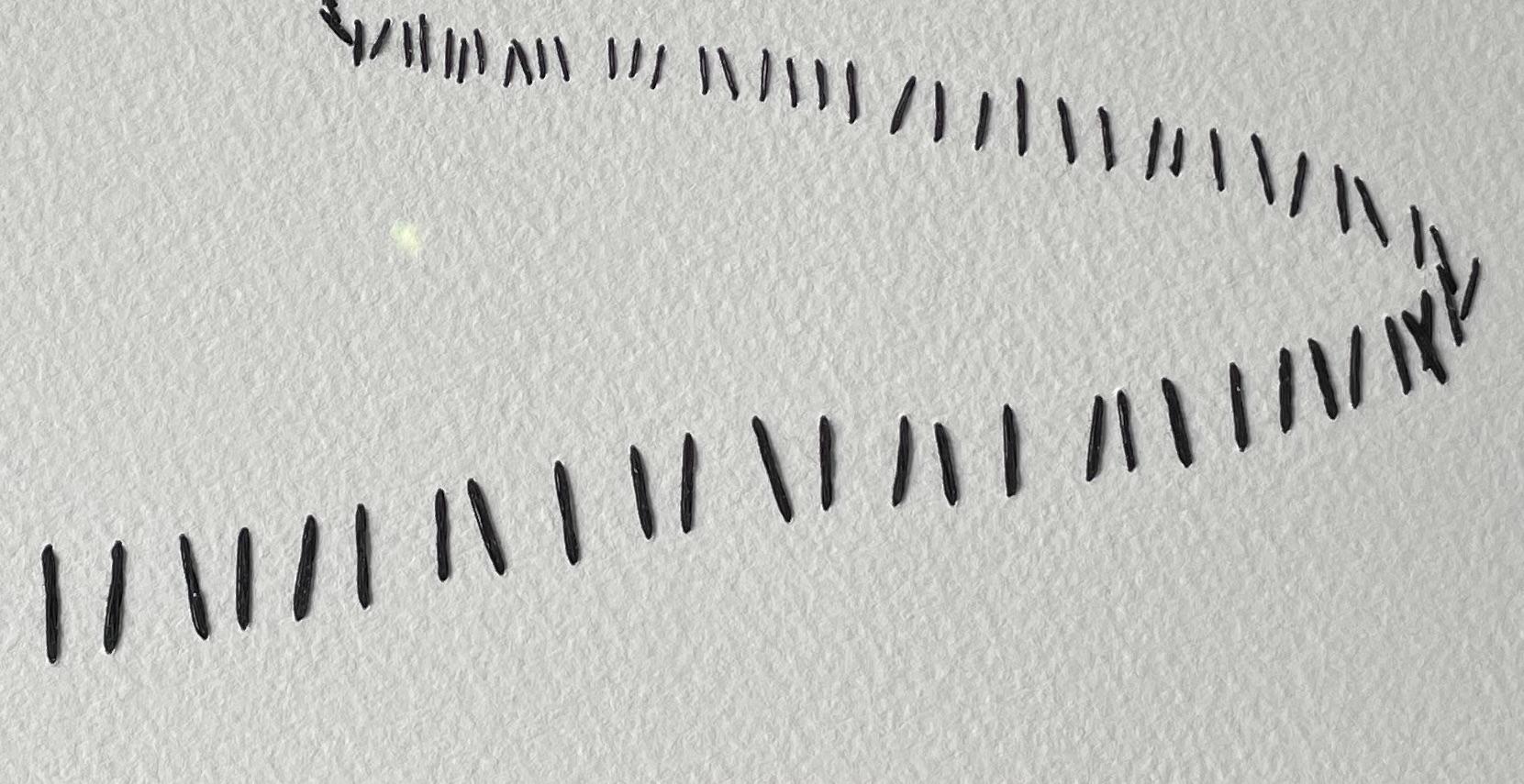 Schwarzer Faden auf weißem Grund Zaun-Design-Kunstwerk von Krystyna Pieter, England im Zustand „Neu“ in New York, NY
