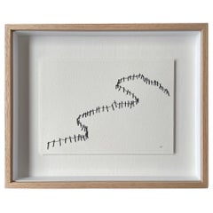 Black Thread On White Ground Fence Design Artwork By Krystyna Pieter, England