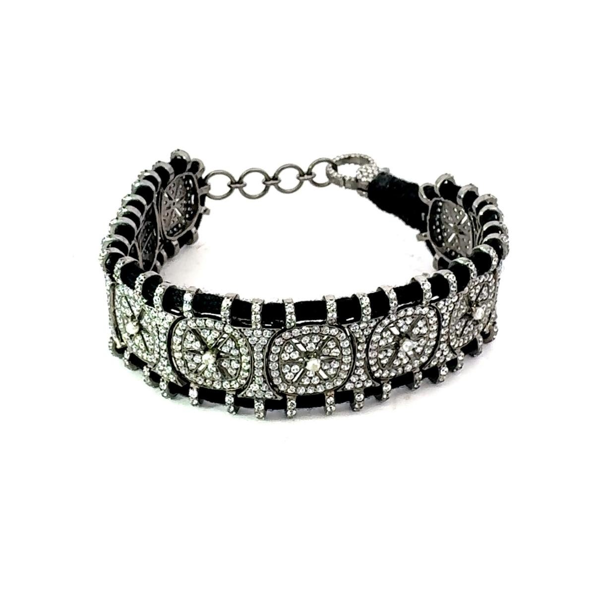 Black Thread Prong Rhinestone Macrame Retro Bracelet Gift for Girlfriend For Sale 1