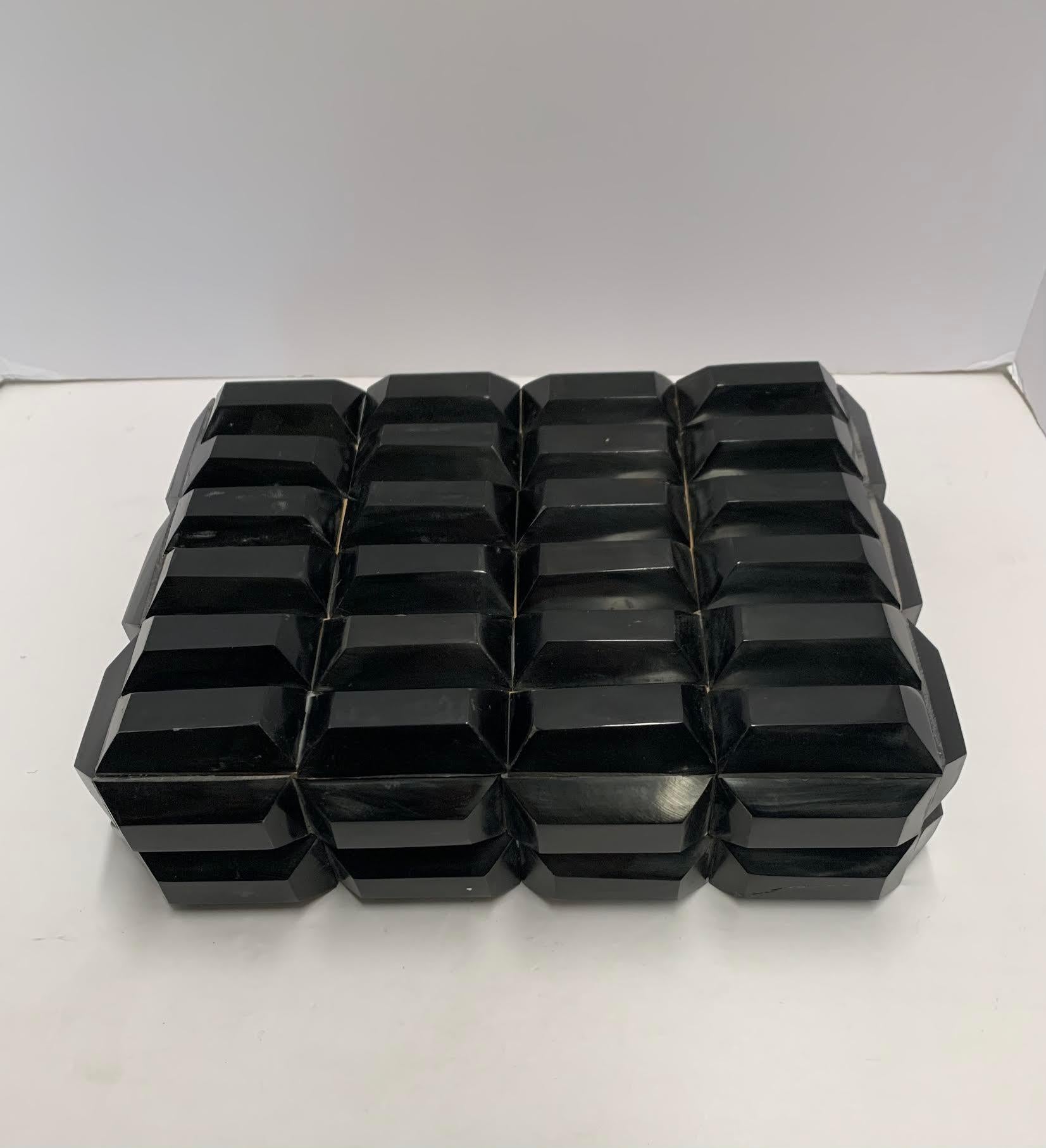 Indian Black Three Dimensional Decorative Lidded Bone Box, India, Contemporary For Sale