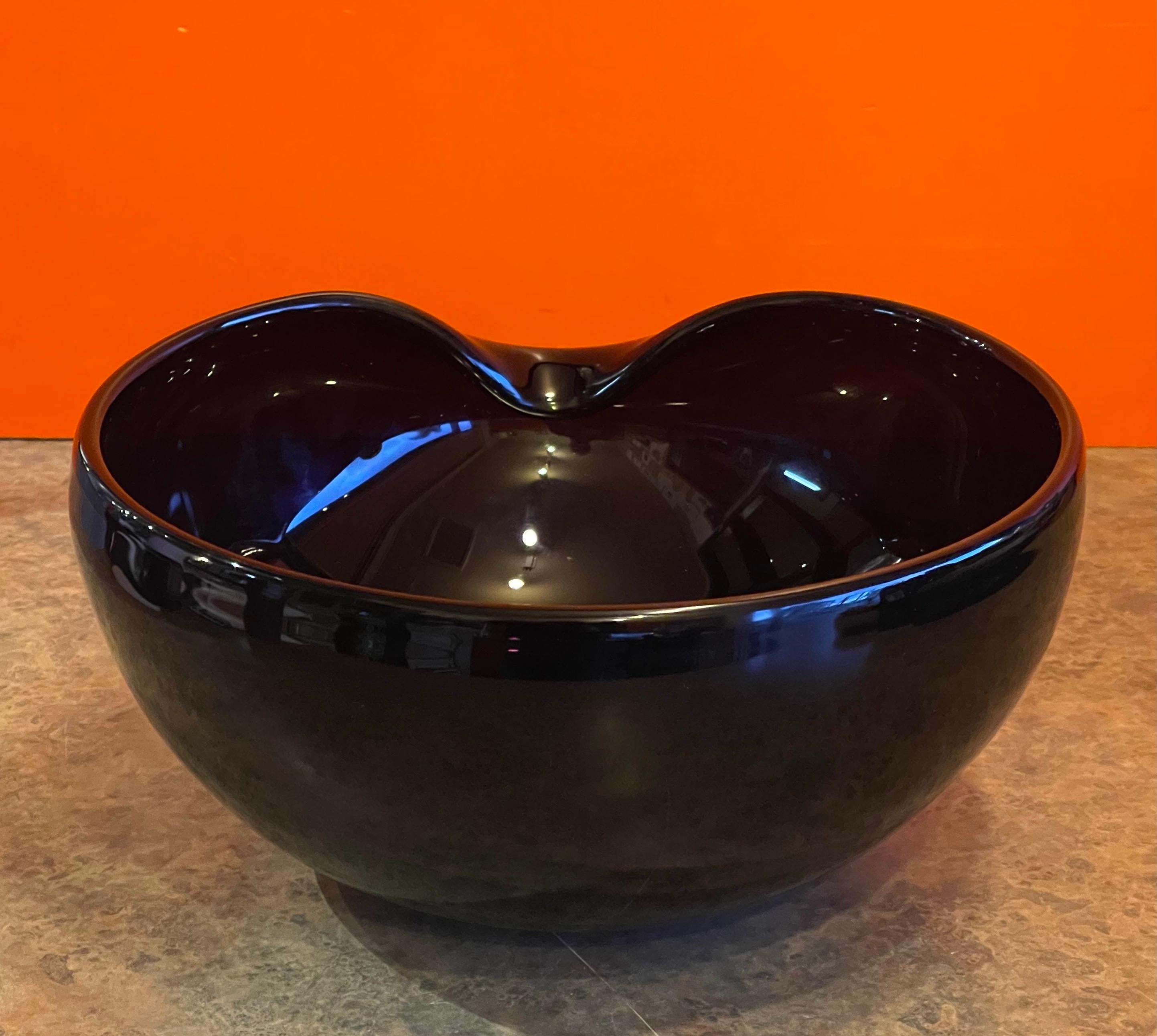 20th Century Black Thumbprint Art Glass Centerpiece Bowl by Elsa Peretti for Tiffany and Co.