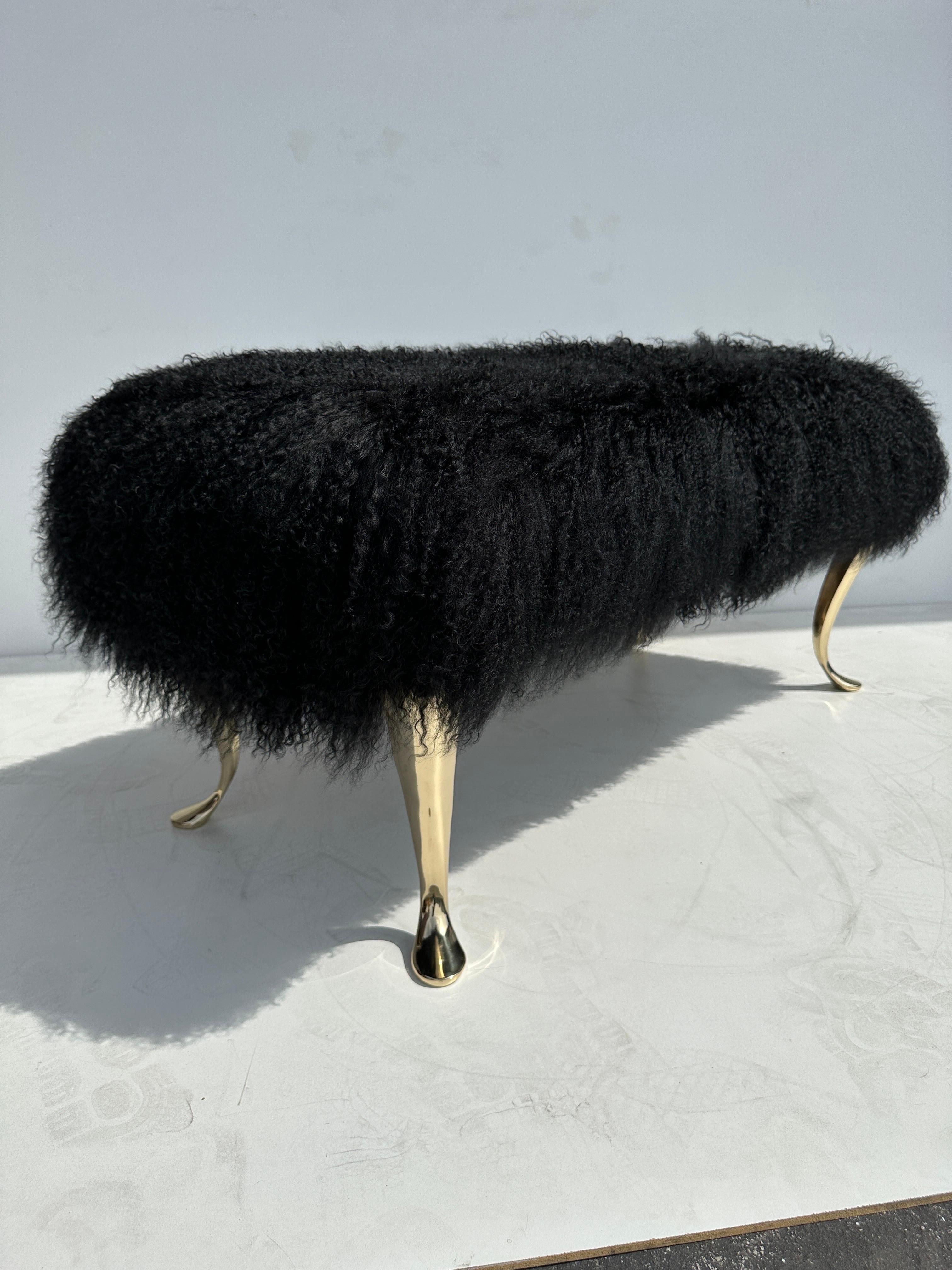 Black Tibetan Fur Bench For Sale 1