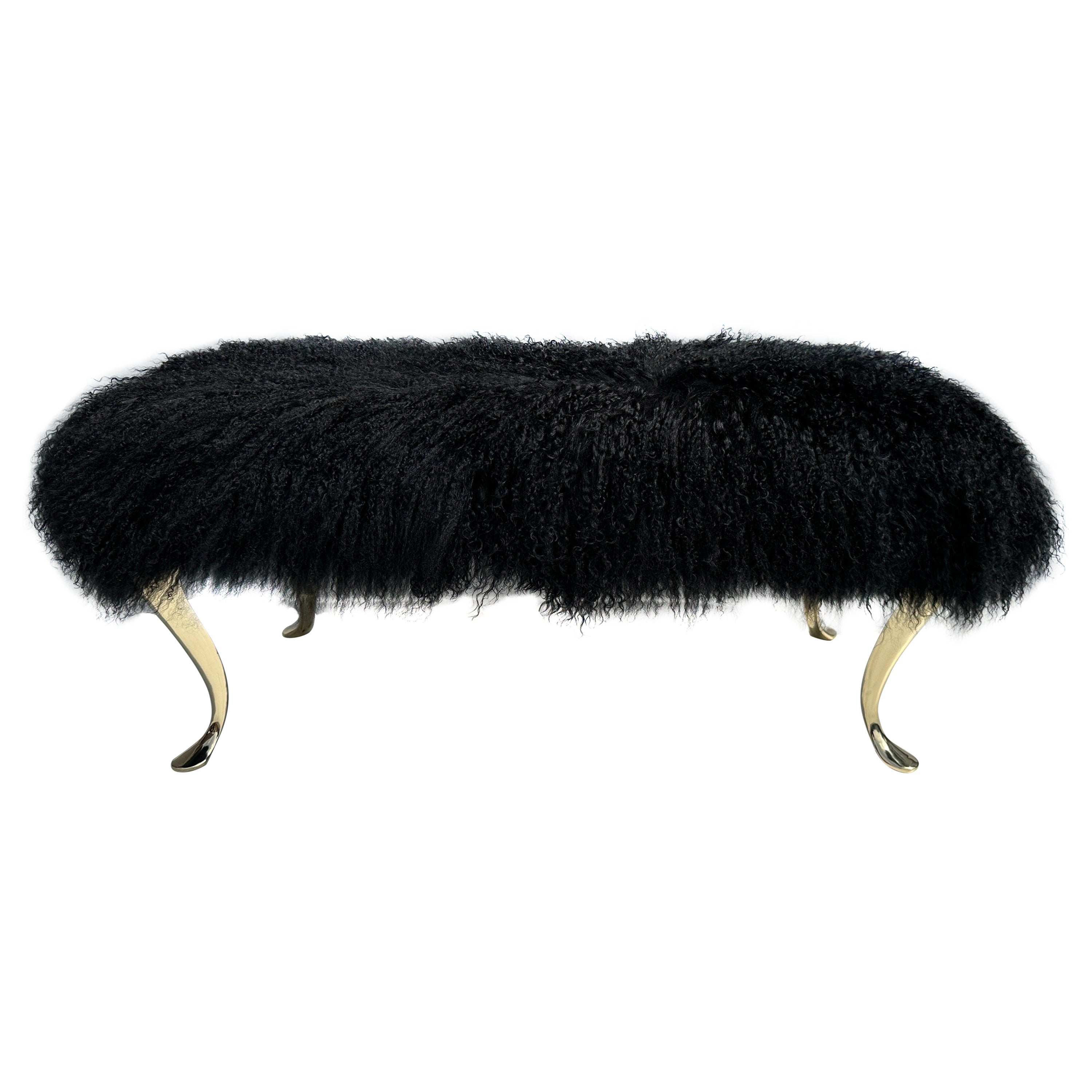 Black Tibetan Fur Bench
