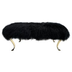 Black Tibetan Fur Bench