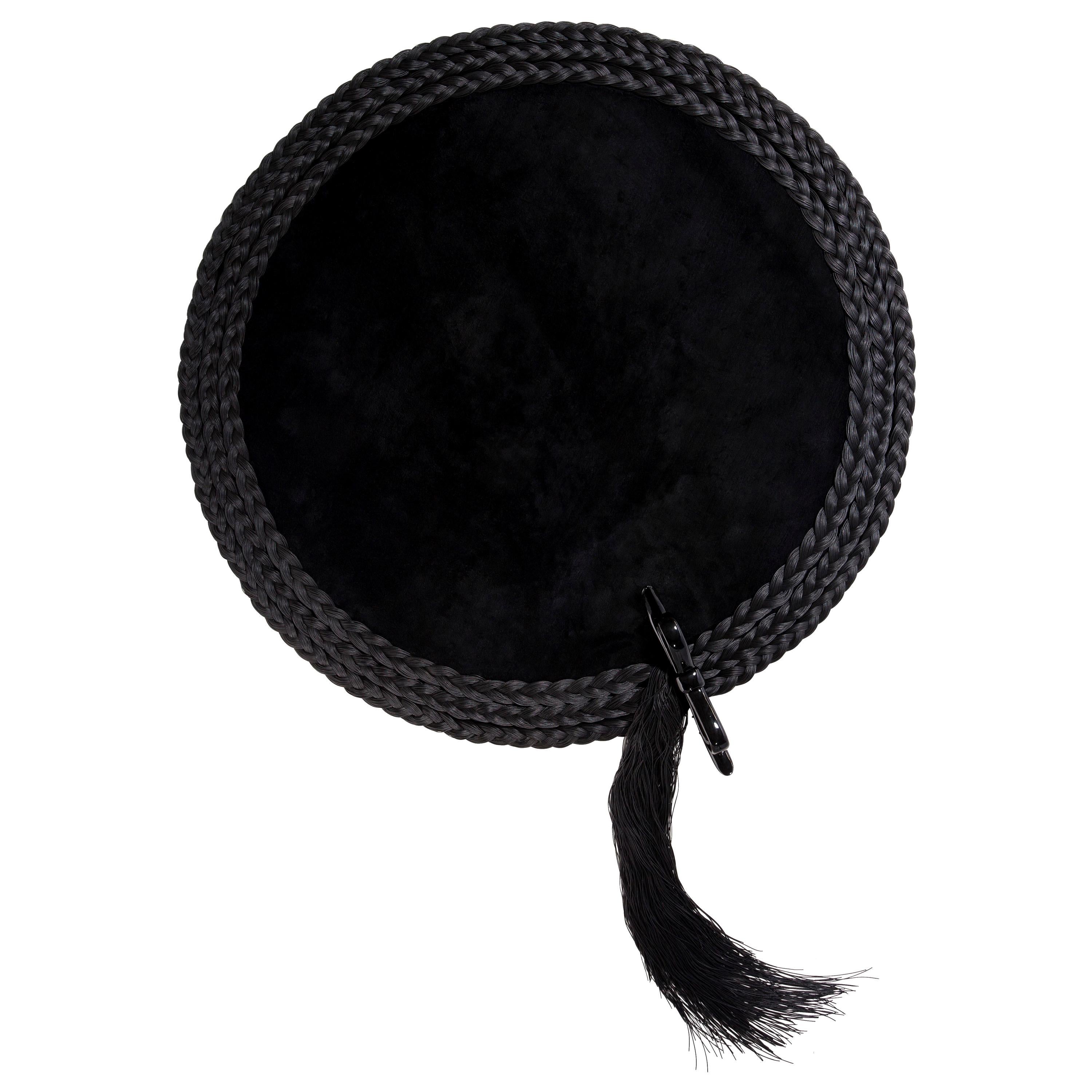 Black Tie carpet, Hand-Knot in Silk, Leather and Ceramic, 100 Kpi, Nika Zupanc