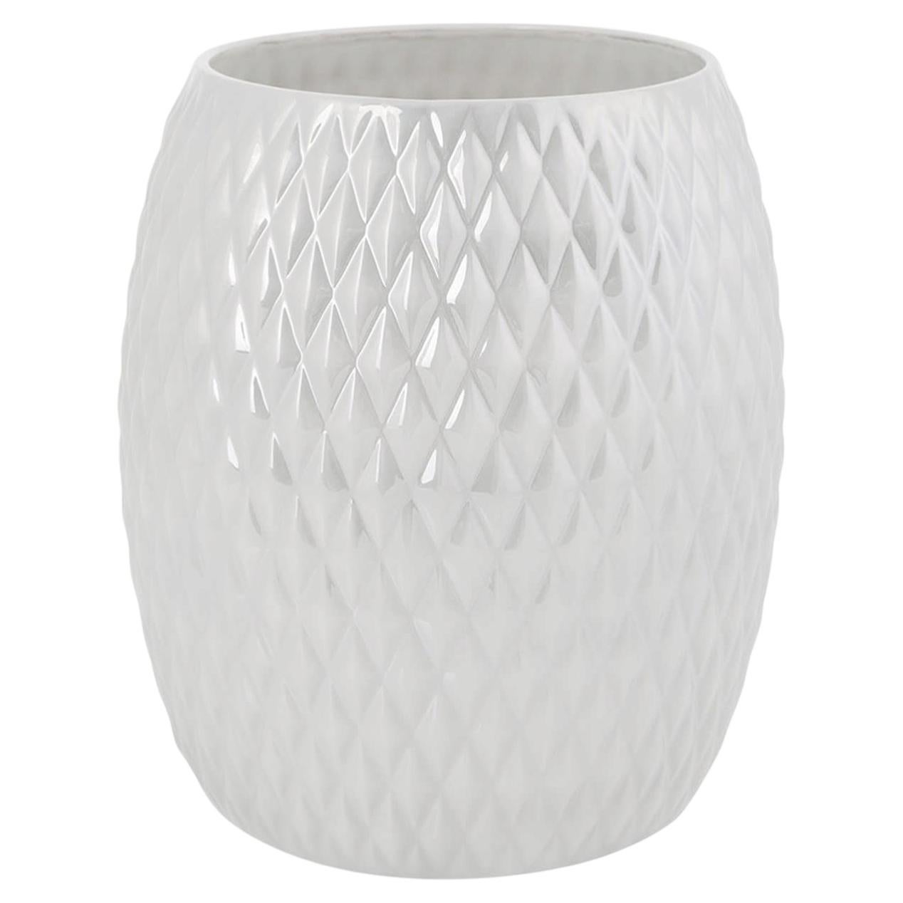 Black Tie White Porcelain Waste Basket For Sale