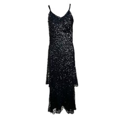Black Tiered Sequin Evening Gown, 1930s