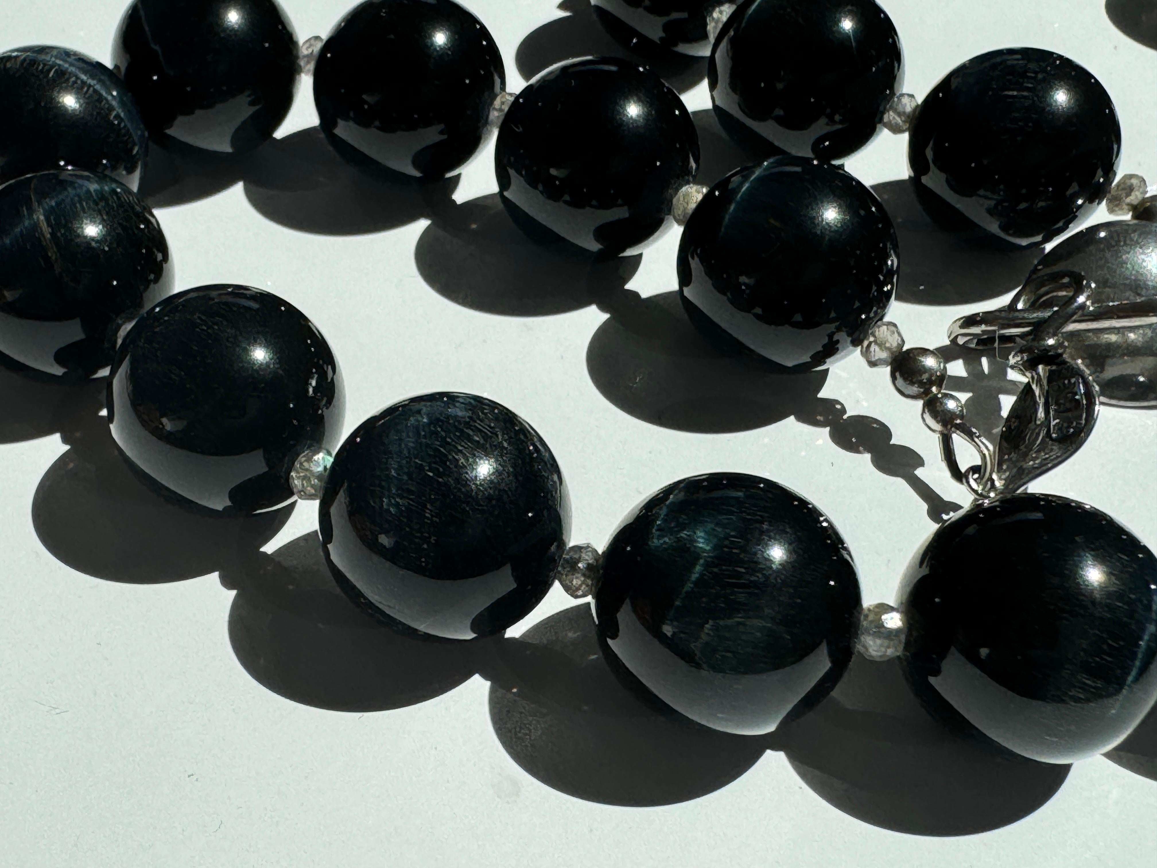 Black Tiger Eye Labradorite Sterling Silver Necklace For Sale 1