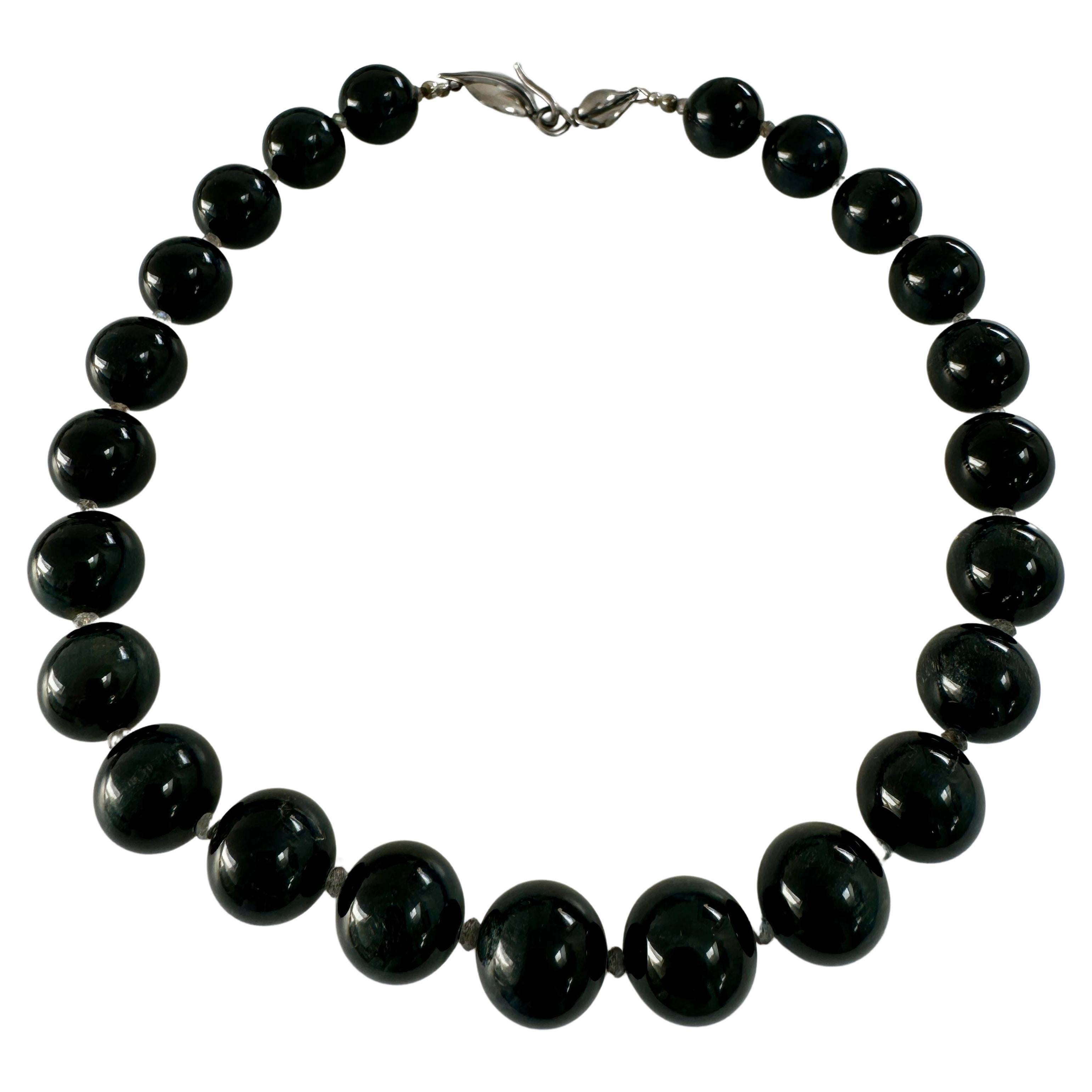Halskette aus Sterlingsilber mit schwarzem Tigerauge und Labradorit