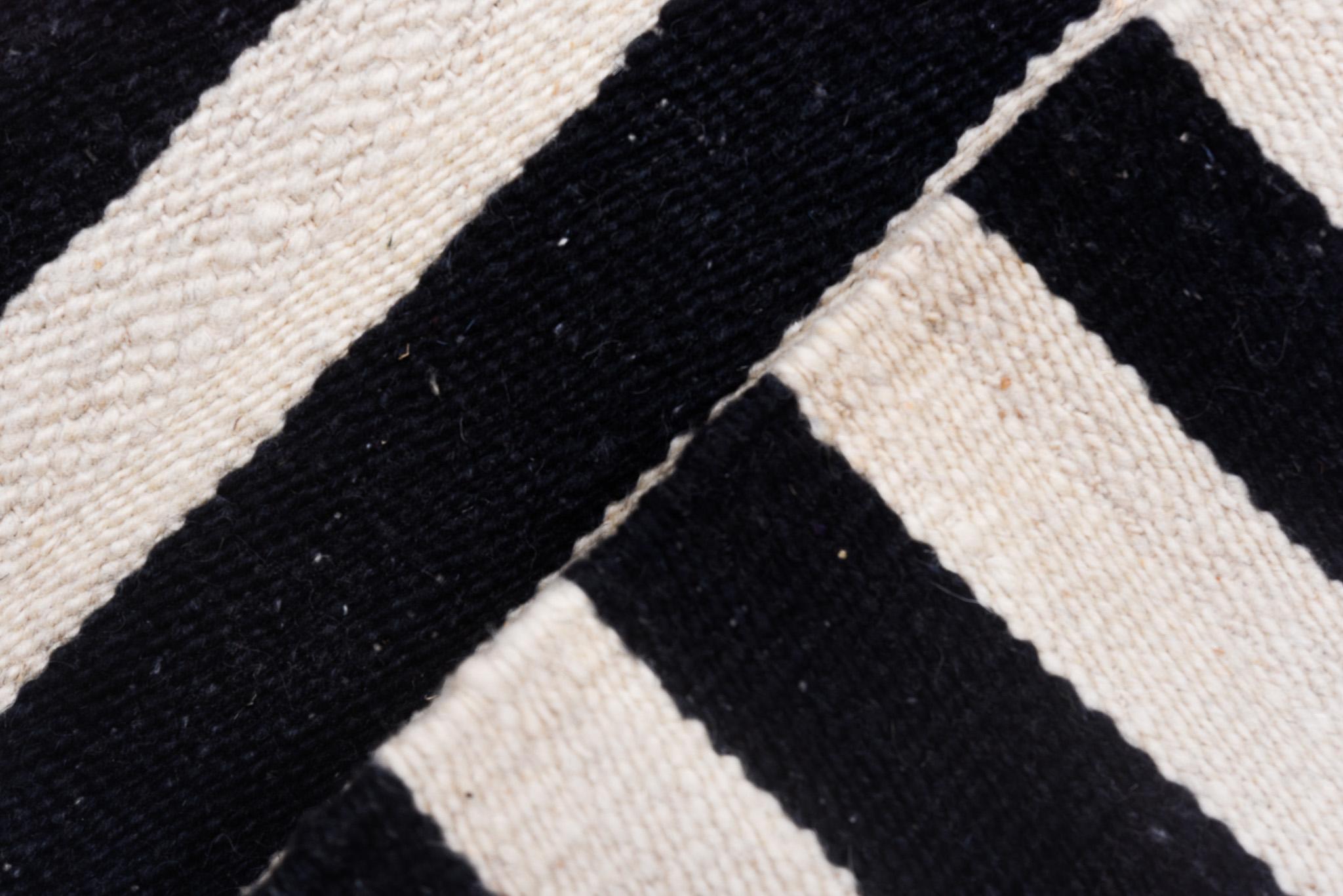 Black Tight Stripe Kilim In Good Condition For Sale In New York, NY