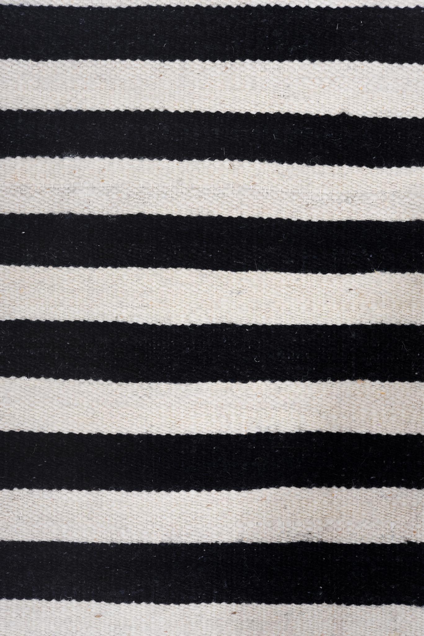 Wool Black Tight Stripe Kilim For Sale
