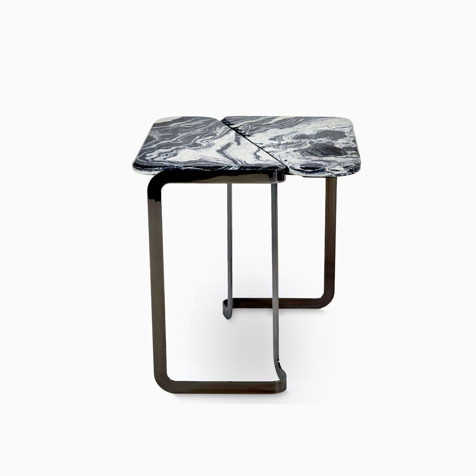 Modern Black Tigris Side Table Black by Marble Balloon For Sale