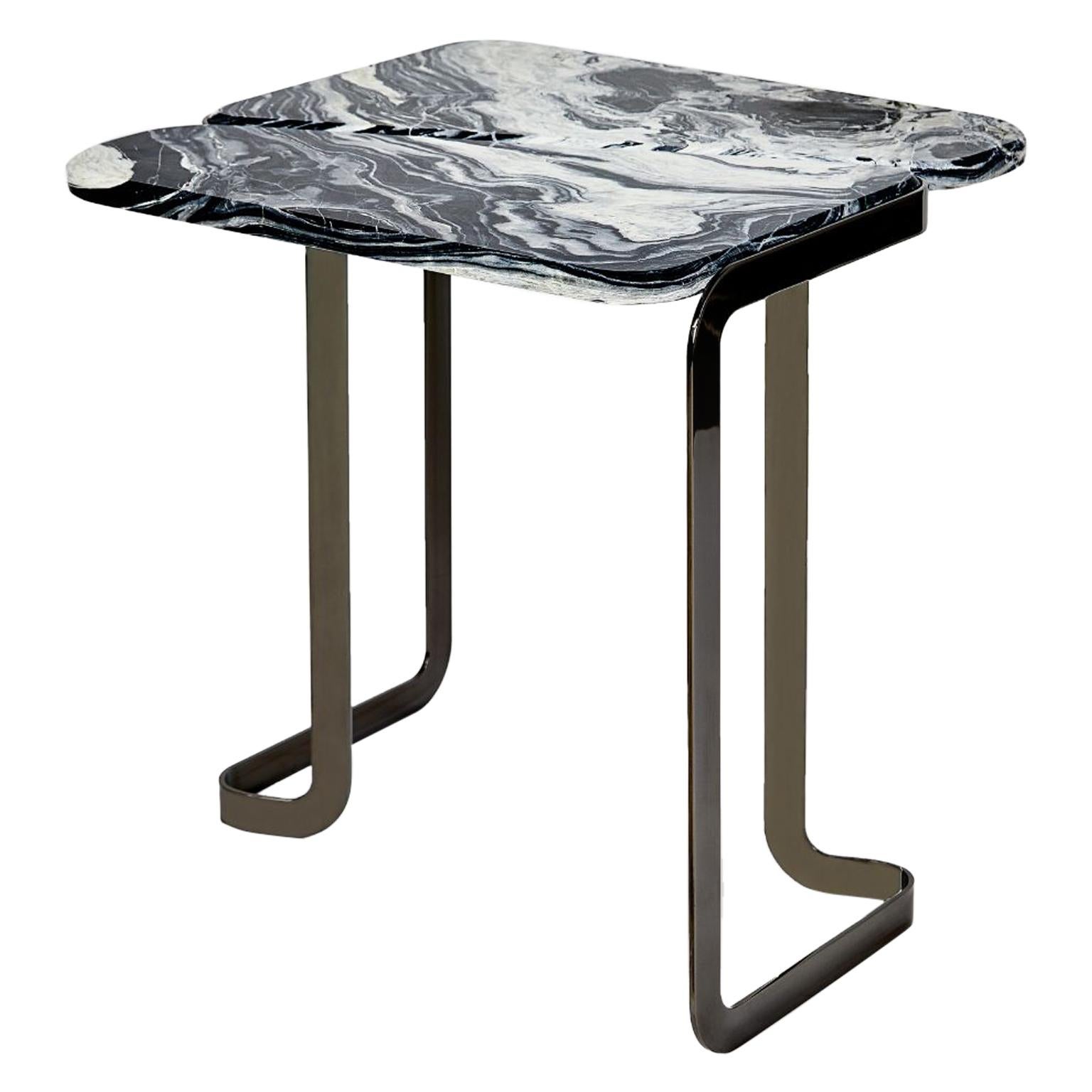 Black Tigris Side Table Black by Marble Balloon For Sale