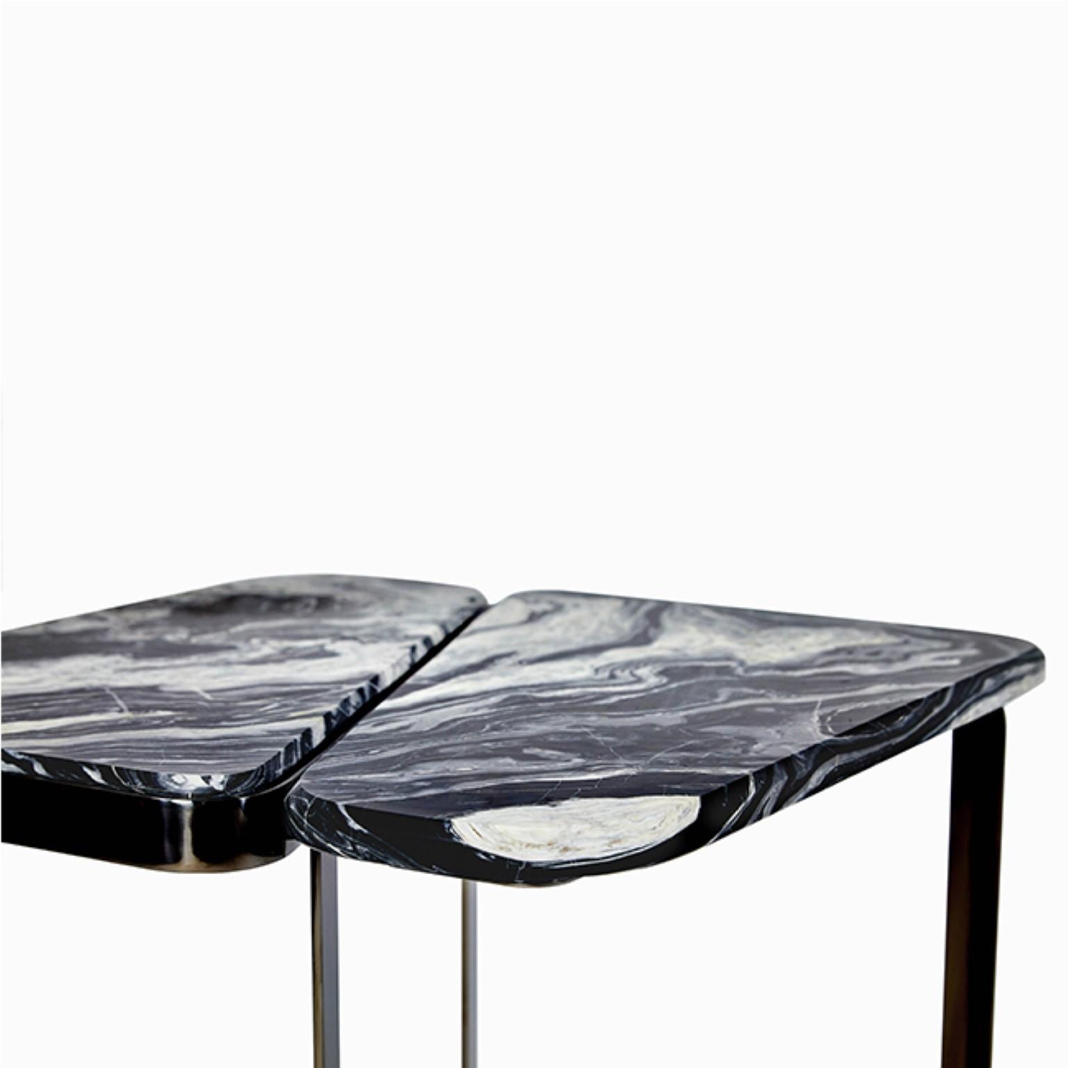 Turkish Black Tigris Side Table by Marble Balloon For Sale