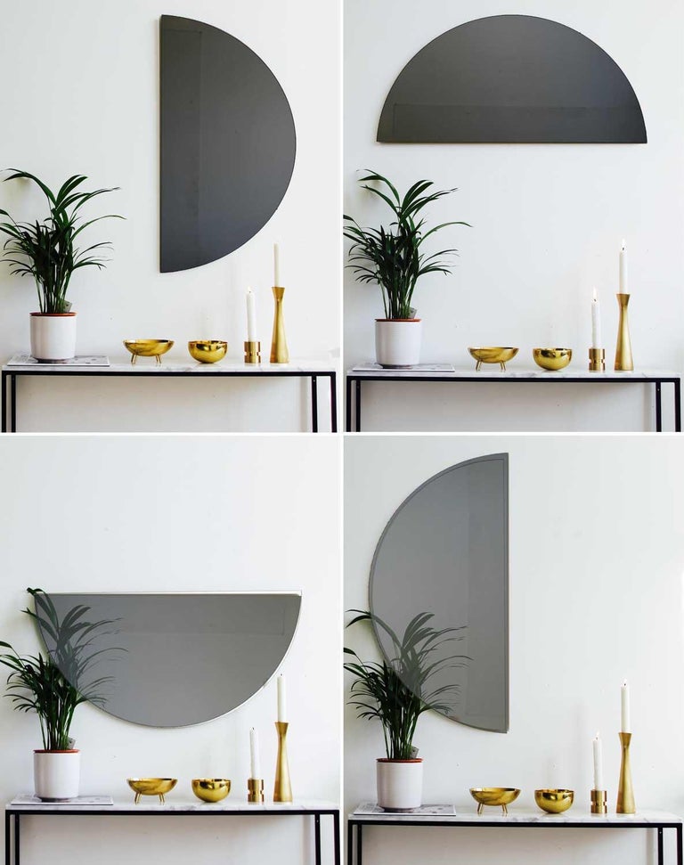 Modern Black Tinted Mirror Orbis Half Circular Shaped Small Wall Mirror