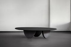 Black Tinted Oak Solid Wood Coffee Table, Fishes Series 1 by Joel Escalona
