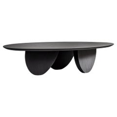 Black Tinted Oak Solid Wood Coffee Table, Fishes Series 1 by Joel Escalona