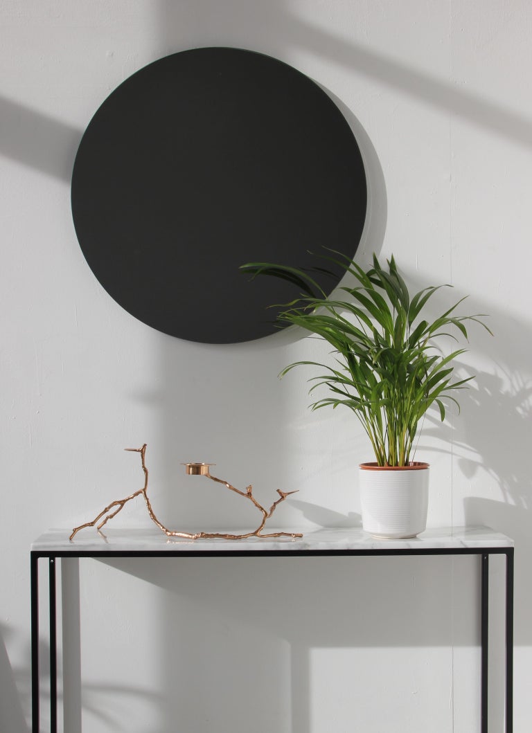 British Orbis Black Tinted Round Frameless Customisable Contemporary Mirror - Small For Sale