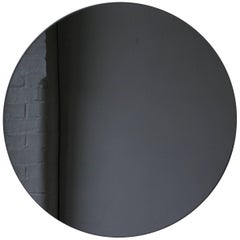 Orbis Black Tinted Round Frameless Contemporary Mirror, Small