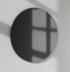 Orbis Black Tinted Round Frameless Contemporary Mirror, Floating Effect, Regular