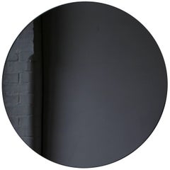 Orbis Black Tinted Round Frameless Contemporary Mirror, Floating Effect, Regular