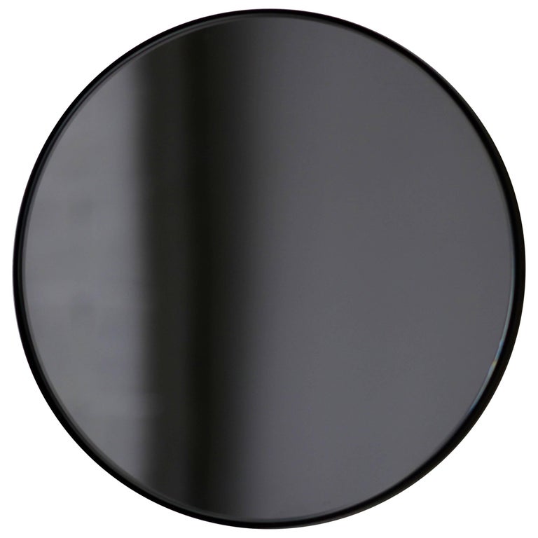 Modernist Black Tinted Orbis™ Round Mirror, Black Frame, Medium