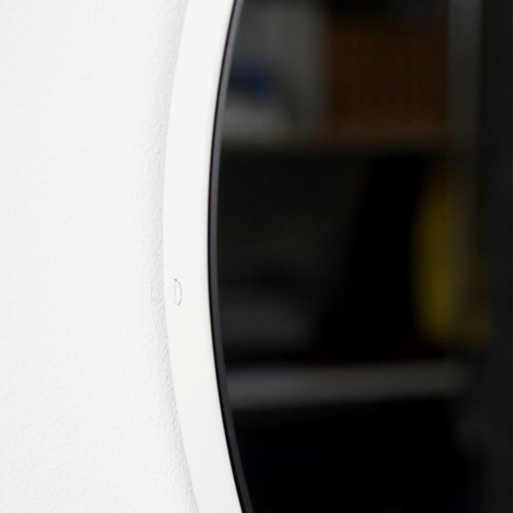 Aluminum Orbis Black Tinted Round Mirror with White Frame Customisable - Medium