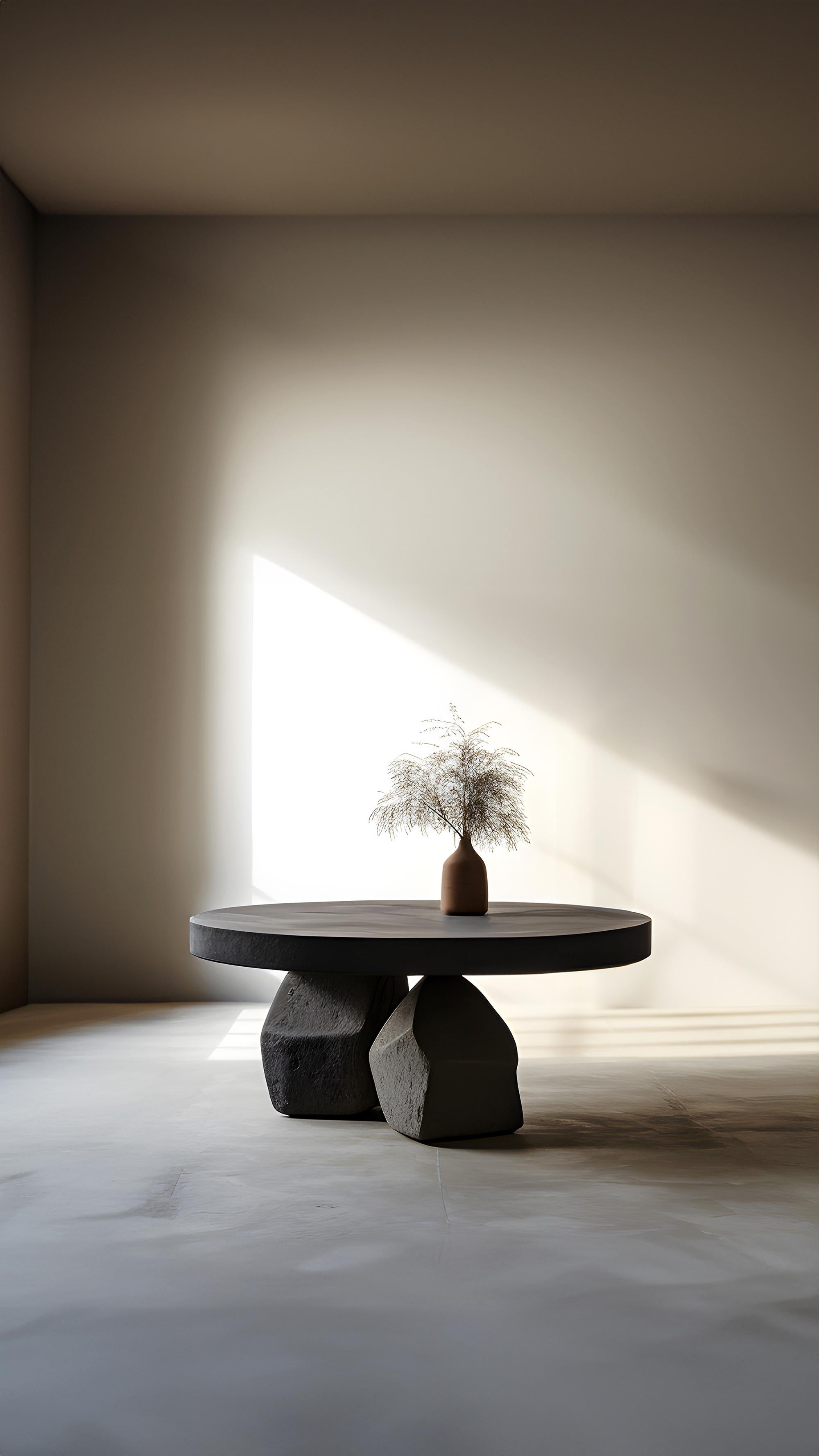 Bois de feuillus Table basse ronde teintée noire - Silhouette audacieuse Fundamenta 46 par NONO en vente
