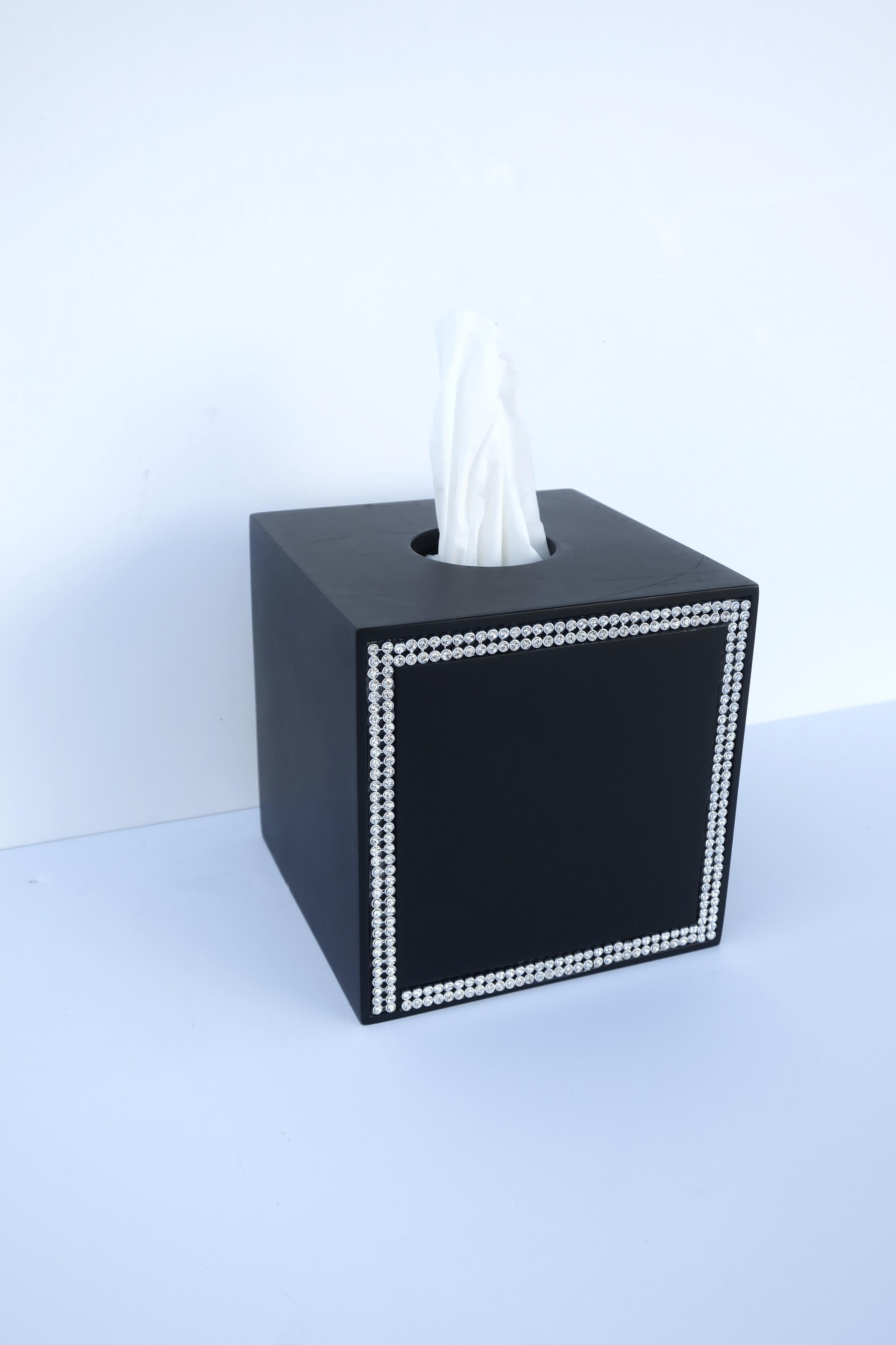 Contemporary Black Tissue Box Cover  For Sale