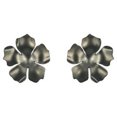 Black Titanium Mat  925 Silver  Sakura Earrings