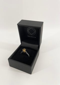 Black Titanium Ring "The Queen" with 14 Karat Gold Crown