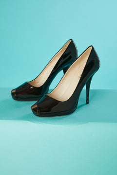 Black to deep purple degradé patent leather open-toe pump Prada